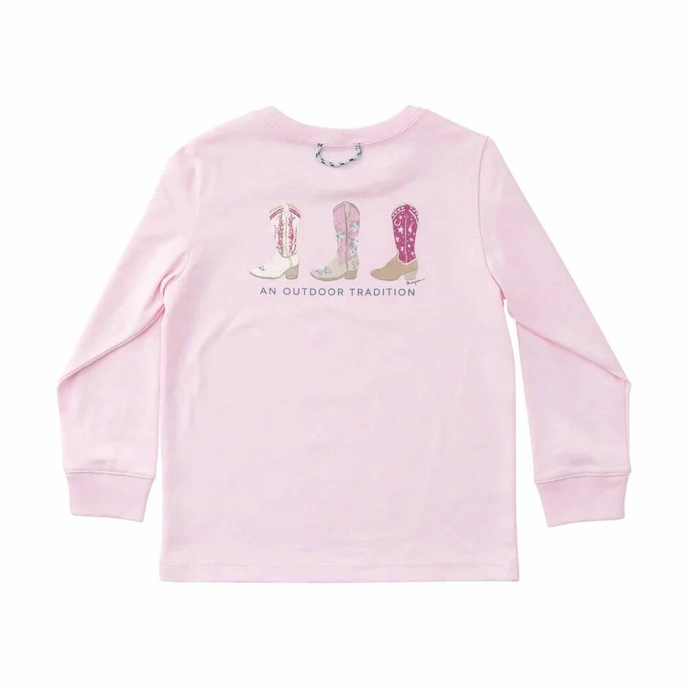 NEW PRODOH girl's tulle boots long sleeve cotton tee in pink